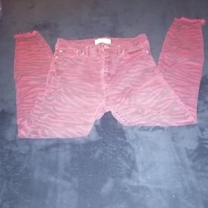 Red tiger print jeggings